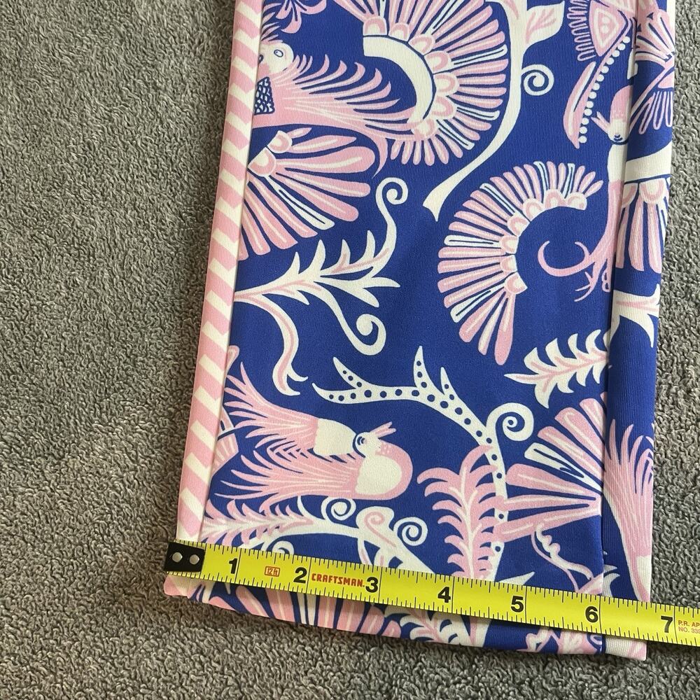 CK Bradley Women's Size Medium Palazzo Pants Blue Pink Bird Graphic Wide Leg M - Picture 6 of 9